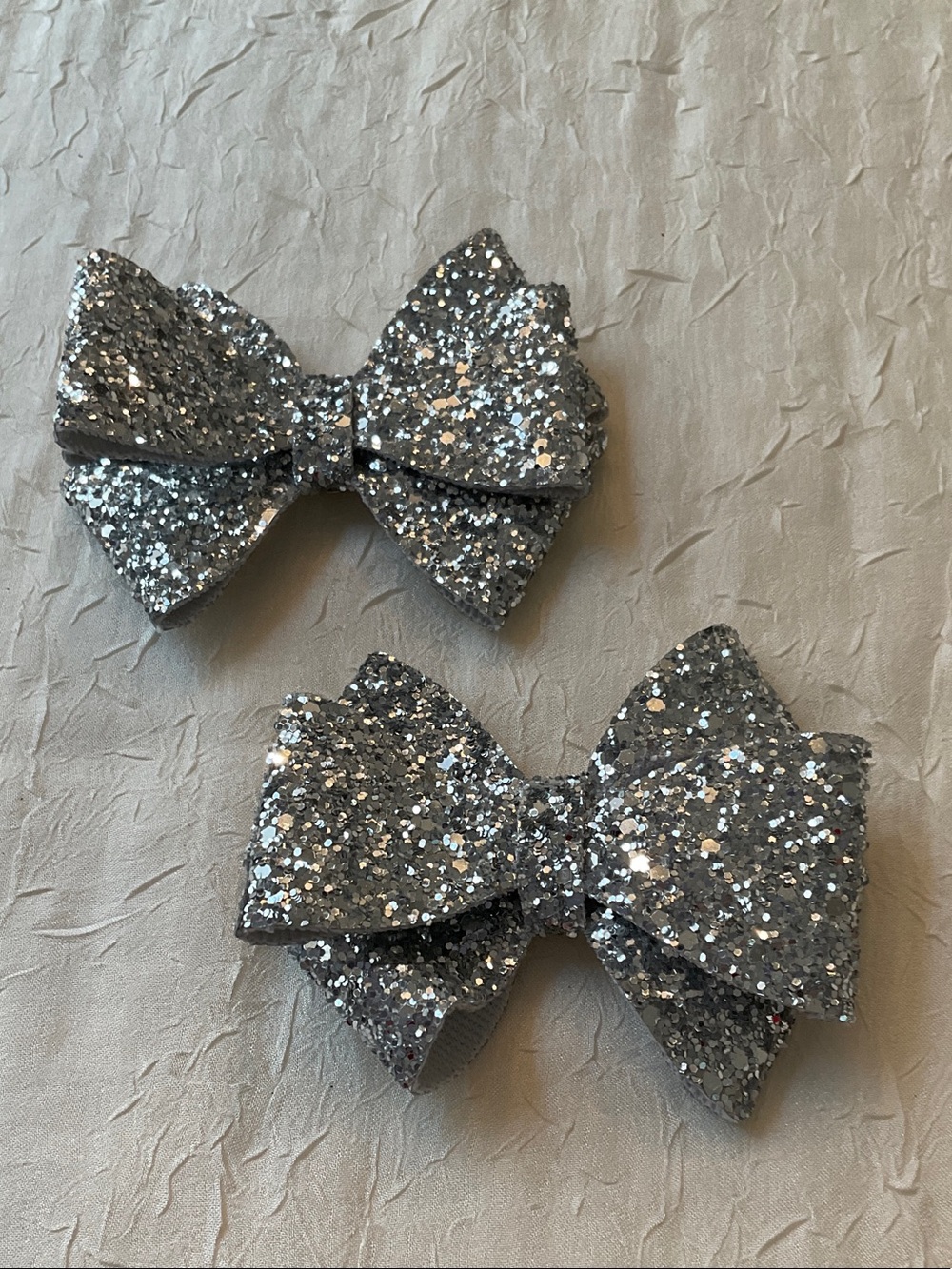 Silver sequin shoe clips